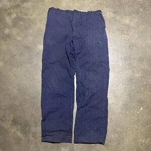 Vintage 40s Tate MFG Blue HBT Wide Leg Workwear Pants 36x32